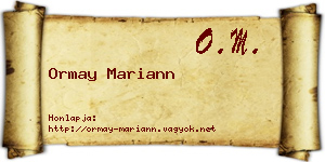 Ormay Mariann névjegykártya